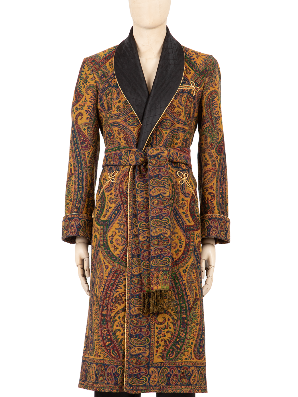 Forest Green Paisley Wool Jacquard Fully Silk Lined Dressing Gown